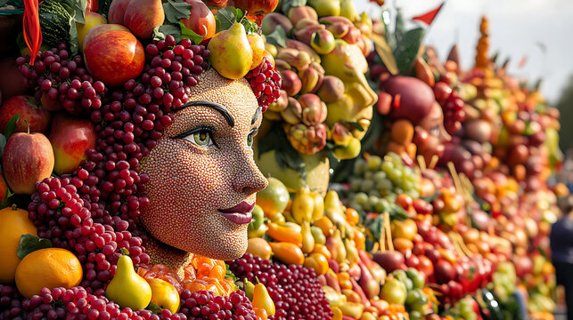 The streets of Tiel in the Netherlands are transformed into a vibrant river of color and creativity during the Fruitcorso.