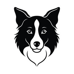 Black silhouette of a border collie dog head high resolution vector graphic for banners and advertisements