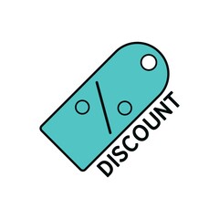 Modern Blue Price Tag with Discount Text and Percentage Sign for Online Shop and Promotional Design