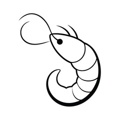 Silhouette of a cooked curled shrimp perfect for seafood restaurant menus packaging or culinary designs