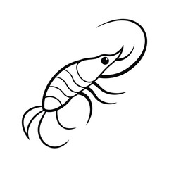 High resolution vector illustration of a curved shrimp facing left detailed and perfect for culinary seafood or marine themed designs