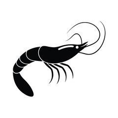 High resolution silhouette of a shrimp facing forward perfect for seafood menus logos or culinary designs