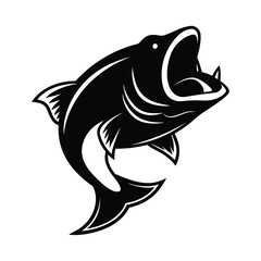 Aggressive largemouth bass in striking pose open mouth detailed vector illustration for print or web