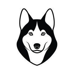 Black silhouette of a siberian husky head high resolution vector graphic for banners and advertisements