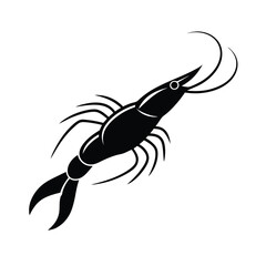 Top down view shrimp silhouette high resolution vector graphic for seafood menus packaging and branding designs