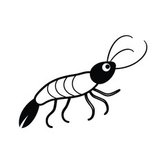 Detailed illustration of a walking shrimp with claws extended forward showcasing intricate details and realistic anatomy in a vibrant color palette