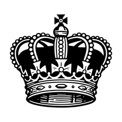 Obraz premium Crown sketch engraving black and white outline. Scratch board imitation. illustrated in vintage line art style on a white background.