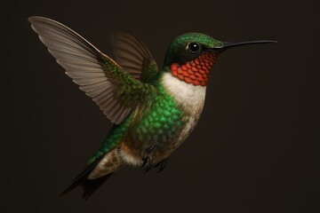 Fototapeta premium Magnificent Hummingbird in Flight Captured Against Clean White Background with AI Precision