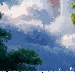 Various oil paintings, flower parks, plum blossom scenery, spotted deer waterfalls, elephants, streams