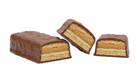 Chocolate Covered Wafer Bars with Peanut Butter Filling One Cut in Half