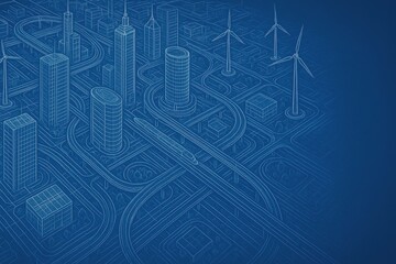 Blueprint Futuristic Smart City Interconnected Sustainable