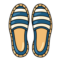Striped espadrilles, navy blue and white canvas slip-on flats, summer walking shoes for vacation
