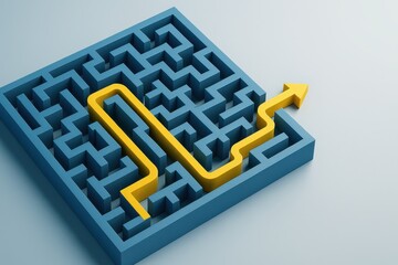Complex Problem Solving Blue Maze Yellow Solution Path
