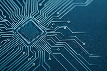 Light Blue Microprocessor Microchip Circuit Lines Tech