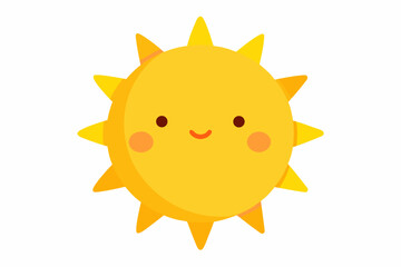 Adorable Yellow Sun Character Flat Design Illustration