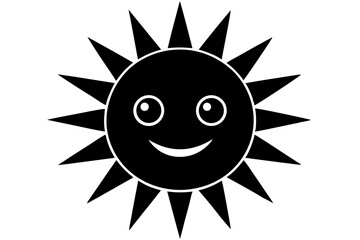 Black Anthropomorphic Sun Smiling Illustration black sun