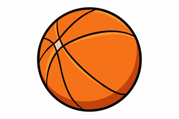 Fototapeta premium Vibrant Orange Cartoon Basketball Thick Black Lines