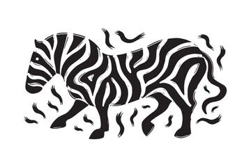 Abstract Zebra Silhouette Vector Artistic Black and White Animal Design
