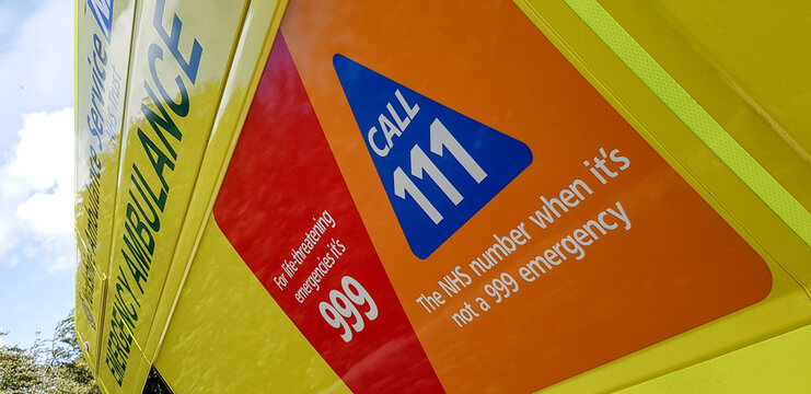 Call 111 - North West Ambulance Service NHS ambulance.