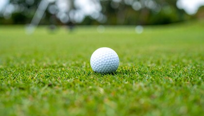Obraz premium Golf ball on green grass course