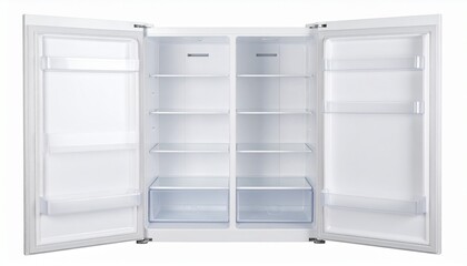 Refrigerator isolated on white background, empty, white