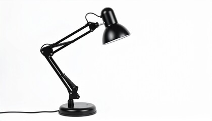 Black desk lamp isolated on white background