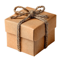 Gift box wrapped with twine studio setting product minimalist cut out png