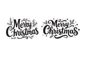 Merry Christmas Typography Silhouette Vector