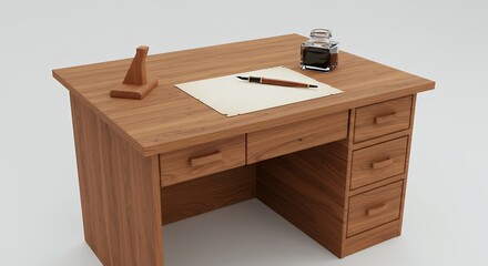Wooden desk with drawers