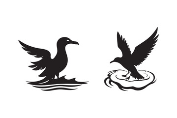 Obraz premium Seagull Bird Silhouette Vector Designs