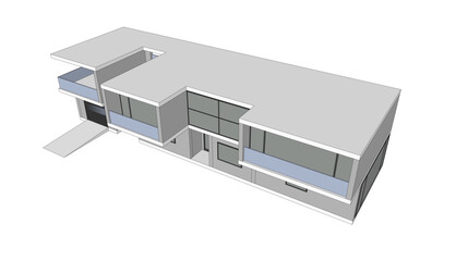 Modern house building sketch architectural vector 3d illustration