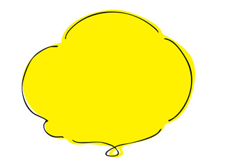 シンプルな手書きの吹き出し イラスト素材 黄色