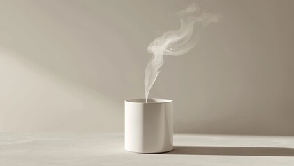 White cylinder diffuser with rising vapor
