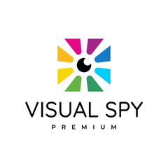 Colorful spy eye logo, playful colorful eye logo design