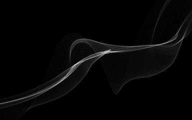 Dark abstract background with a glowing abstract waves