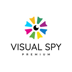 Colorful spy eye logo, playful colorful eye logo design