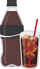 ソフトドリンク_コーラ　ゼロカロリー（ペットボトルとグラス）