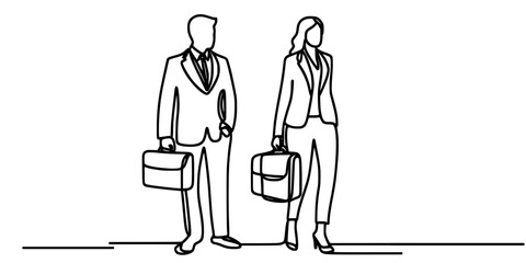Walking the Corporate Path, A sleek line drawing of two professionals walking together.