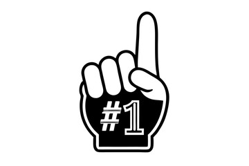 Black and White Number One Foam Hand Graphic first place