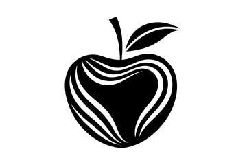 Black and White Minimalist Apple Calligraphic Line Art