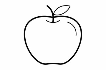 Fototapeta premium Black Line Drawing Simple Apple Fruit Outline line art 2