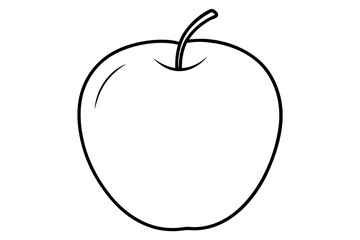 Fototapeta premium Black Line Drawing Simple Apple Fruit Outline line art