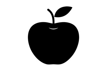 Black Silhouette Apple Simple Flat Design Icon fruit
