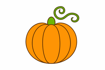 Orange Pumpkin Cartoon Illustration Green Stem vector