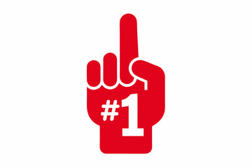 Red Foam Finger Number One Graphic Flat Illustration