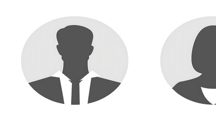 Illustration of male and female silhouettes in circles with striped texture pattern