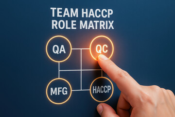Fototapeta premium Team HACCP role matrix with critical control point analysis for hazard management in quality assurance and manufacturing processes