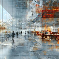 Art Concept Featuring Architects Coordinating Construction Systems for Newly Constructed Office Spaces With 3d Modeling Virtual Testing and Inspection Planning