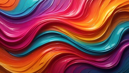 Obraz premium Vibrant Hues Abstract Swirling Rainbow Paint Texture Background