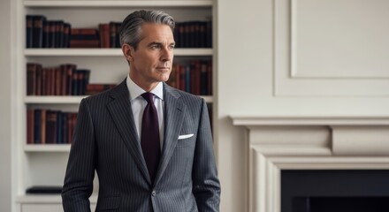 Fototapeta premium Confident Man in Classic Suit Portrait of Success and Elegance